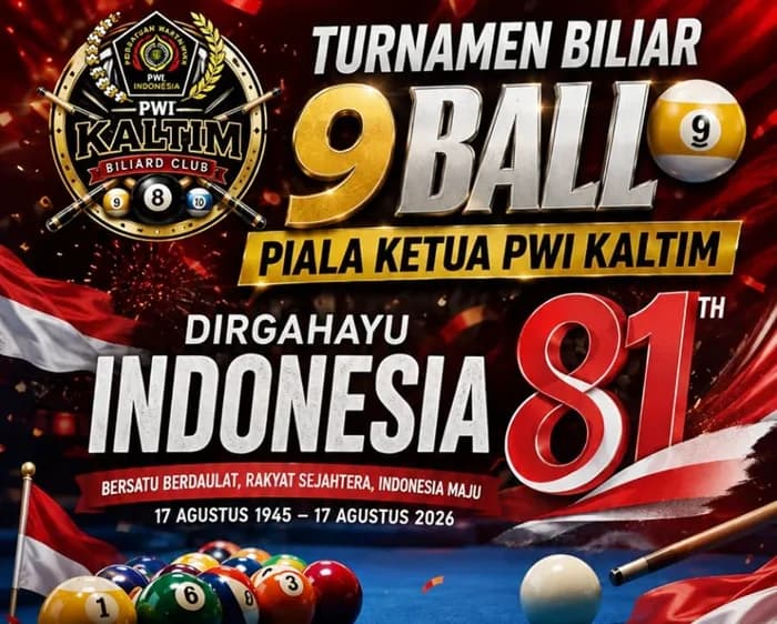 Meriahkan HUT RI ke-81, Wartawan Kaltim Adu Strategi Biliar Bareng Pejabat di Samarinda