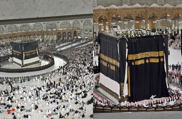 Jemaah Haji Bontang Saksikan Pergantian Kiswah Kakbah di Awal Tahun Baru Hijriah