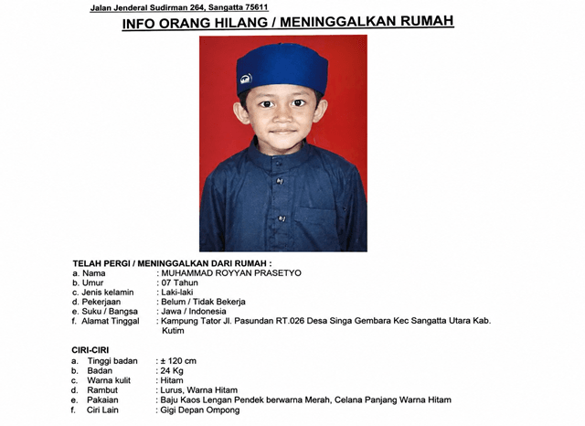 DICARI! Bocah 7 Tahun di Kutim Hilang Misterius, Diduga Dibawa Orang Asing
