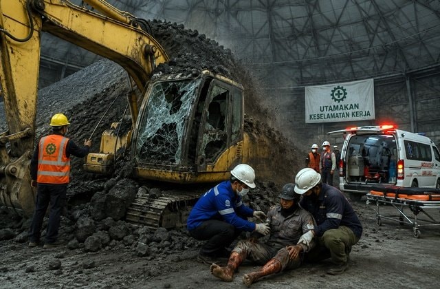 Detik-Detik Longsoran Klinker Timpa Ekskavator di Semen Tonasa