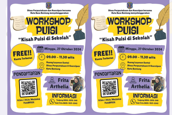 Ayo Siswa SMA Bontang! Ikuti Workshop Puisi "Kisah Puisi di Sekolah"