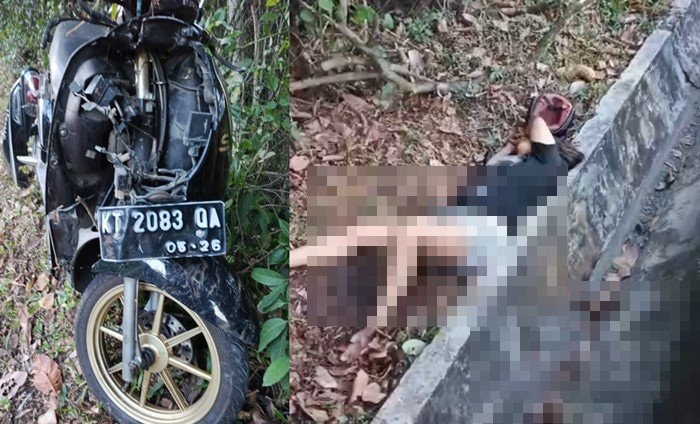 Motor Rusak Parah, Pengendara Tersungkur usai Hantam Median Jalan di Bontang