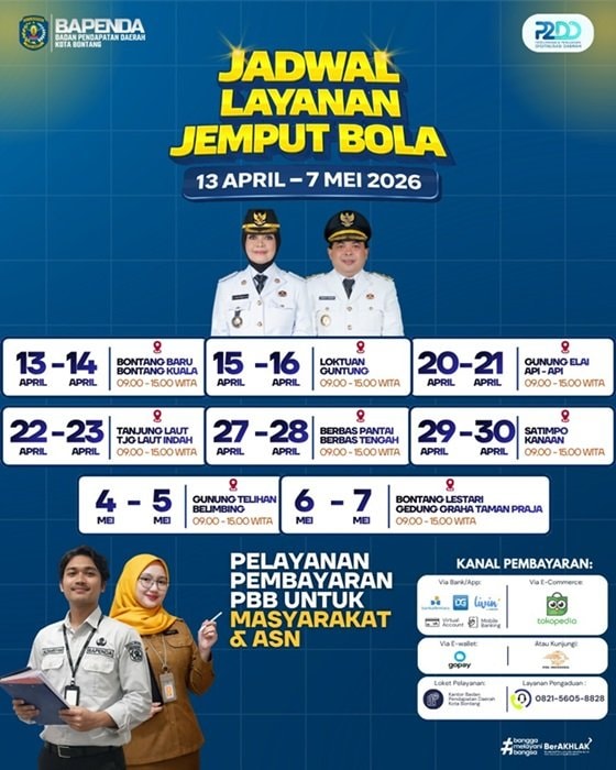 Jadwal Lengkap Jebol Bontang 2026, Bayar PBB di Semua Kelurahan