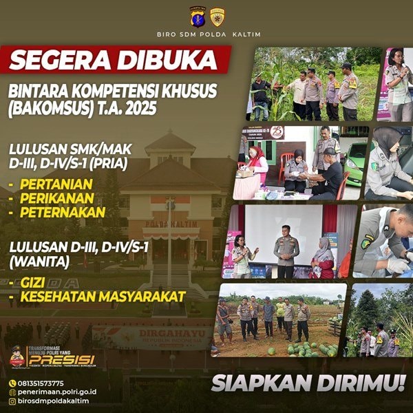 Ayo Warga Bontang Daftar! Polisi Cari Lulusan SMK hingga S-1 untuk Bakomsus 2025