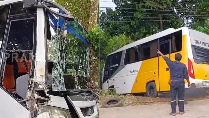 Rem Diduga Bermasalah, Bus Kosong di Balikpapan Gerak Sendiri dan Hantam Pohon