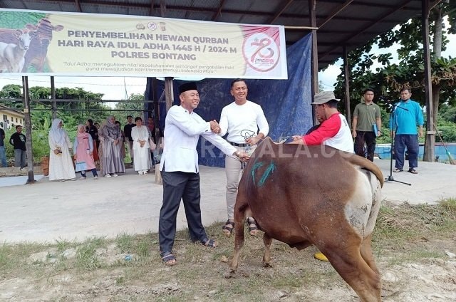 Iduladha 1445 Hijriah; Polres Bontang Sembelih 21 Hewan Kurban
