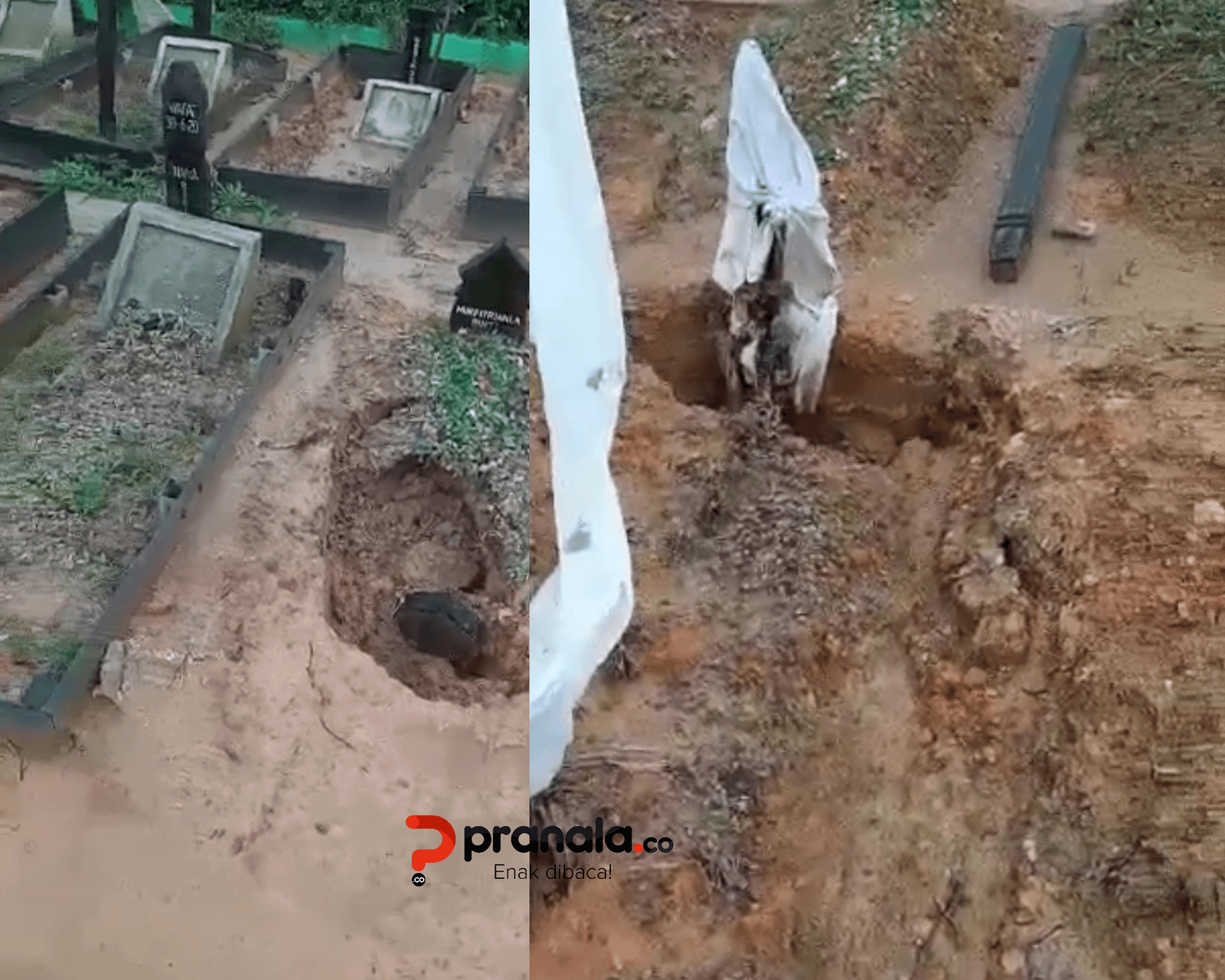 Hujan Deras, Puluhan Makam di TPU Bontang Amblas