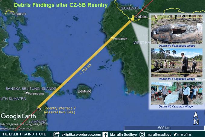 Serpihan Roket China Jatuh di Kalimantan Dekat Pemukiman