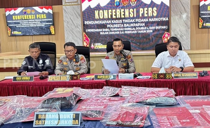 Polresta Balikpapan Ungkap 3 Kasus Narkoba Menonjol Awal 2026, Residivis Kembali Ditangkap