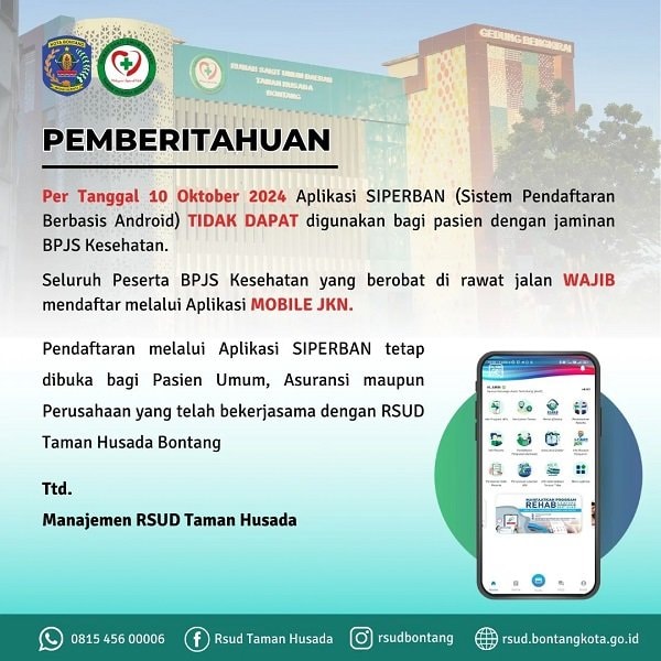 Mulai 10 Oktober 2024, Pasien BPJS di RSUD Taman Husada Bontang Wajib Daftar Lewat Aplikasi Mobile JKN, Simak Caranya!