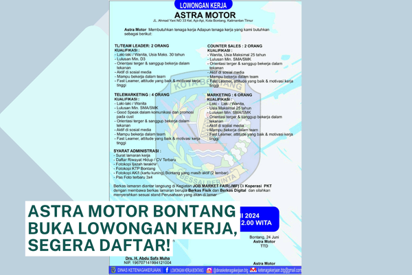 Astra Motor Bontang Buka Lowongan Kerja, Segera Daftar!