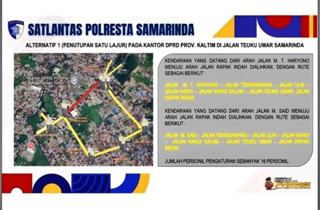 Aksi 21 April di Samarinda, Berikut Rekayasa Lalu Lintas Polisi