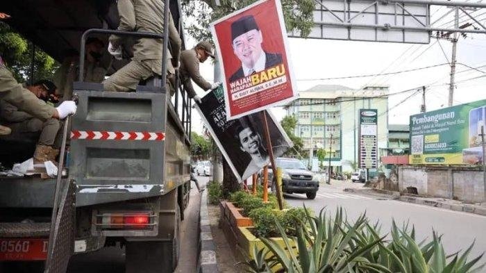 Satpol PP Bontang Tertibkan Ratusan Baliho dan Banner Politik Tak Berizin