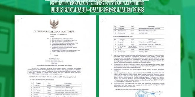 DPMPTSP Kaltim Libur Dua Hari