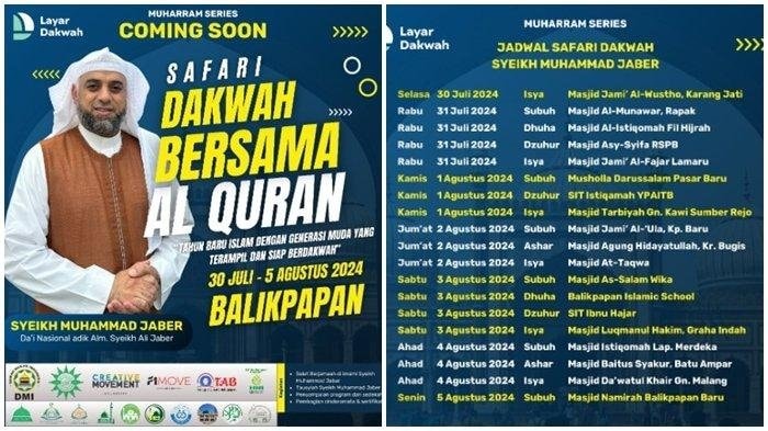 Syekh Muhammad Jaber Gelar Safari Dakwah di Balikpapan, Catat Waktu dan Lokasinya