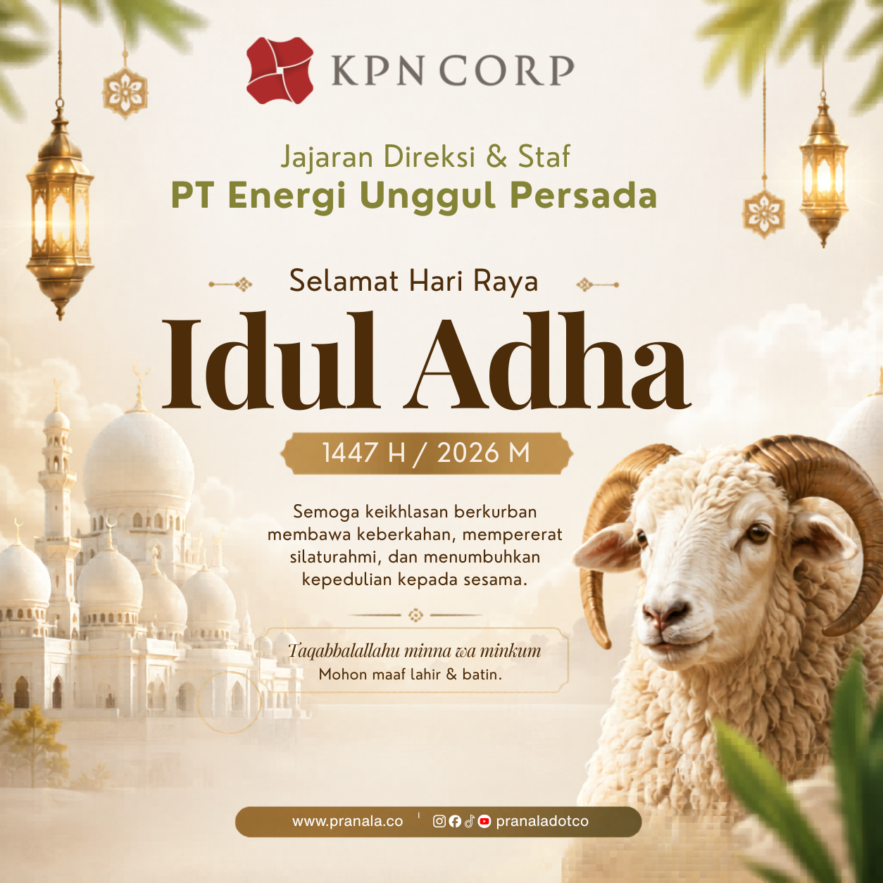 PT Energi Unggul Persada Mengucapkan Selamat Idul Adha 2026