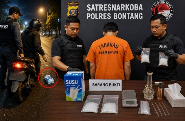 Pria di Bontang Buang Kemasan Susu saat Dicegat Polisi, Isinya Sabu Hampir 10 Gram