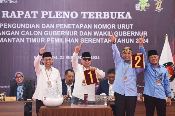 Pengundian Nomor Urut Pilgub Kaltim 2024: Isran-Hadi Nomor 1, Rudy-Seno Nomor 2