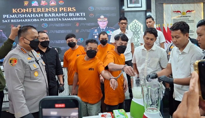 Polresta Samarinda Musnahkan 2 Kg Sabu, Barang Bukti Diblender