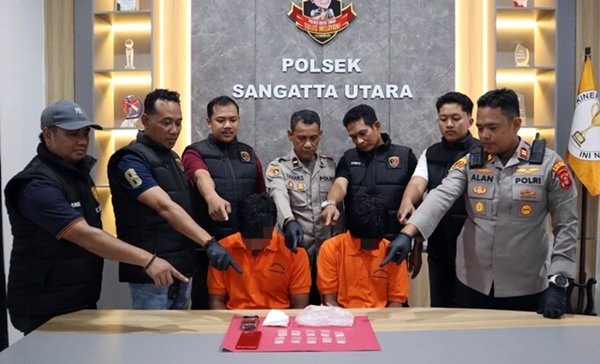 Dua Pengedar Diciduk di Tepi Danau Folder Sangatta, 10 Poket Sabu Ditemukan di Kotak Rokok
