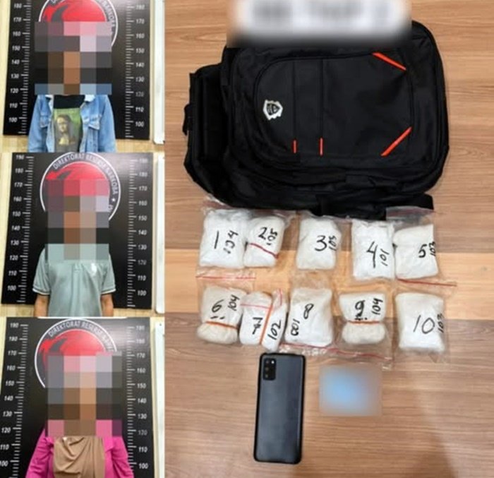 1 Kg Lebih Sabu Disita, Tiga Bandar Dibekuk Polda Kaltim di Balikpapan