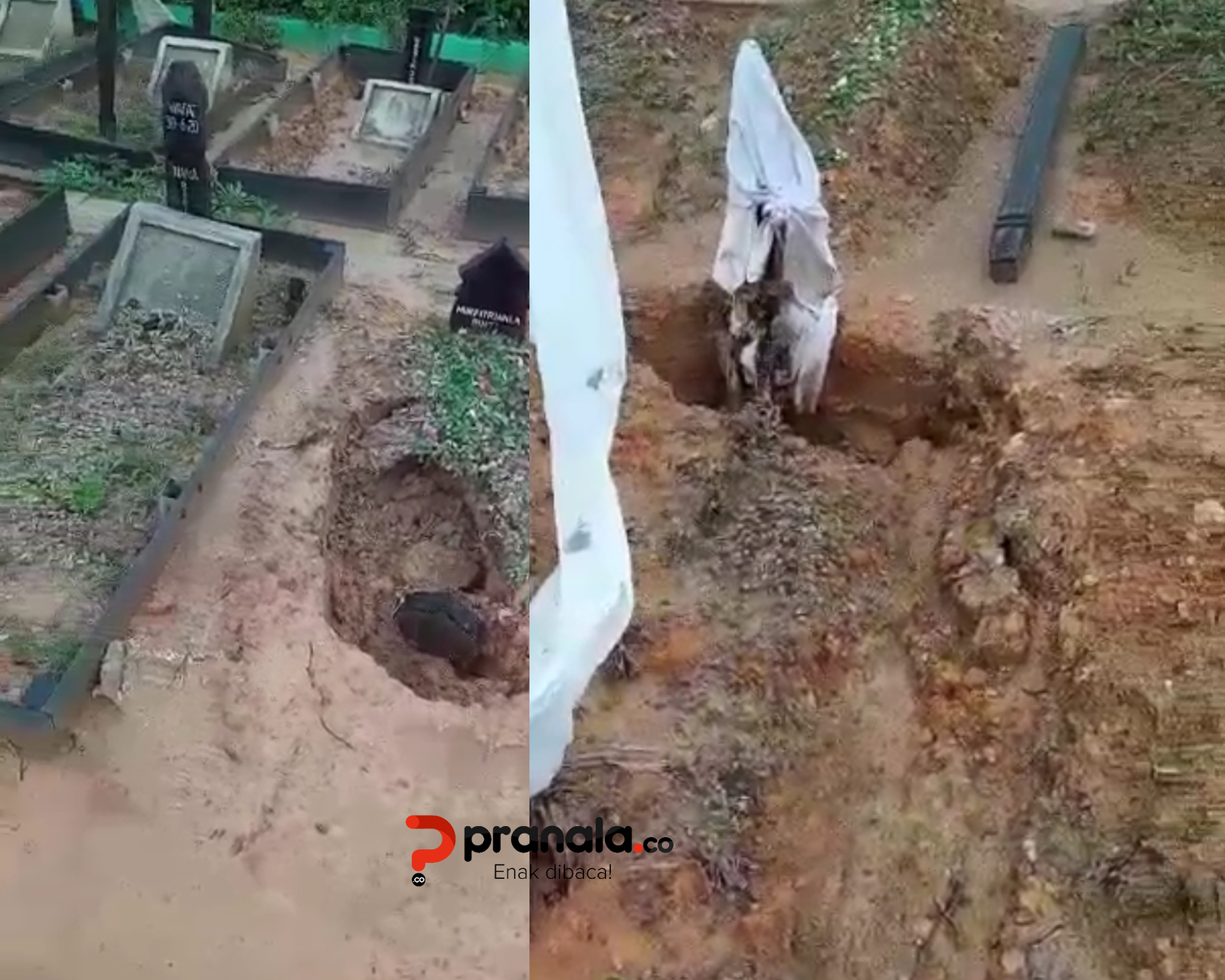 Hujan Deras, Puluhan Makam di TPU Bontang Amblas