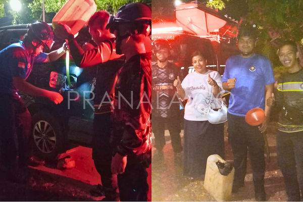 Mobil Mogok karena Kehabisan Bensin di Jalan Poros Samarinda-Tenggarong, Warga Malah Panggil Damkar Kukar