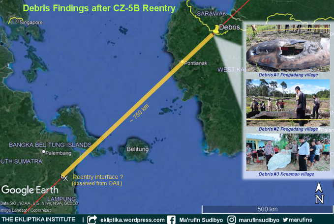 Serpihan Roket China Jatuh di Kalimantan Dekat Pemukiman