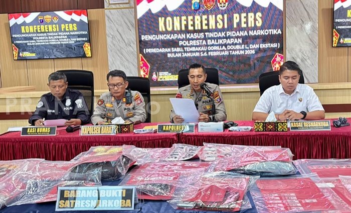 Polresta Balikpapan Ungkap 3 Kasus Narkoba Menonjol Awal 2026, Residivis Kembali Ditangkap