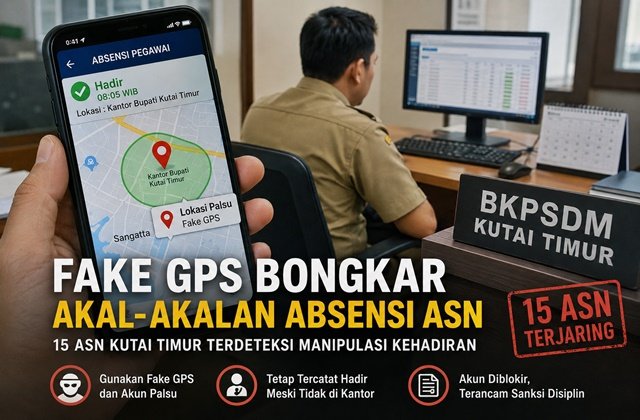 Puluhan ASN Kutim Diduga Akali Absensi Digital, Tetap “Hadir” Meski Tak di Kantor
