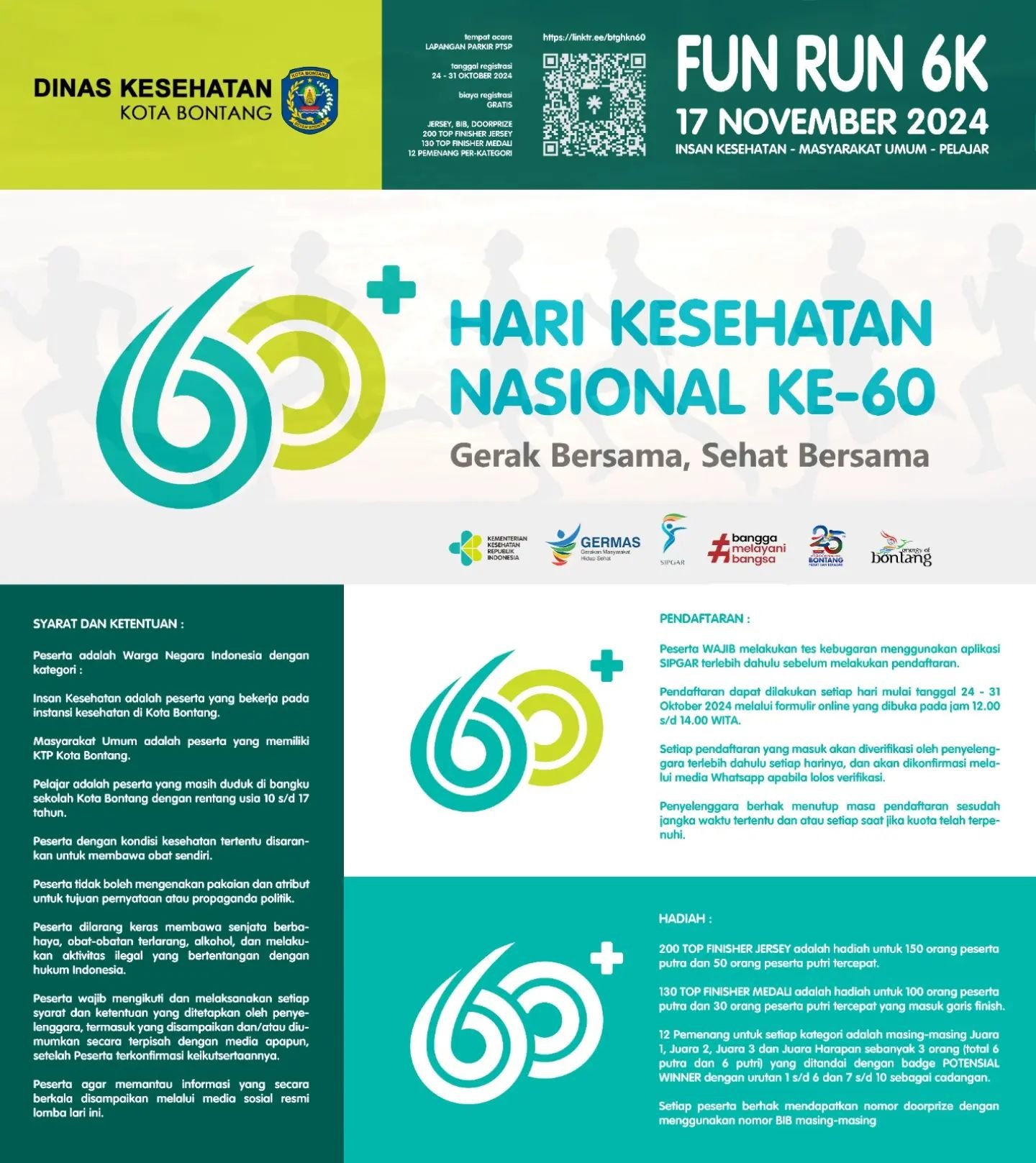 Gratis! Fun Run 6K Bontang Siap Ramaikan Hari Kesehatan Nasional ke-60