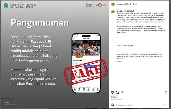 Waspada! Akun Facebook Palsu Catut Nama Pj Gubernur Kaltim Akmal Malik