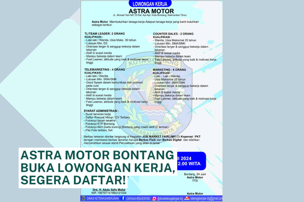 Astra Motor Bontang Buka Lowongan Kerja, Segera Daftar!