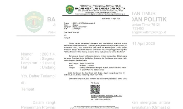 Polemik Uang Saku Ormas Kaltim: Usulan Rp105 Ribu per Orang Batal, Kesbangpol Minta Maaf