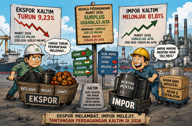 Impor Minyak Meledak, Ekspor Kaltim Justru Turun Maret 2026