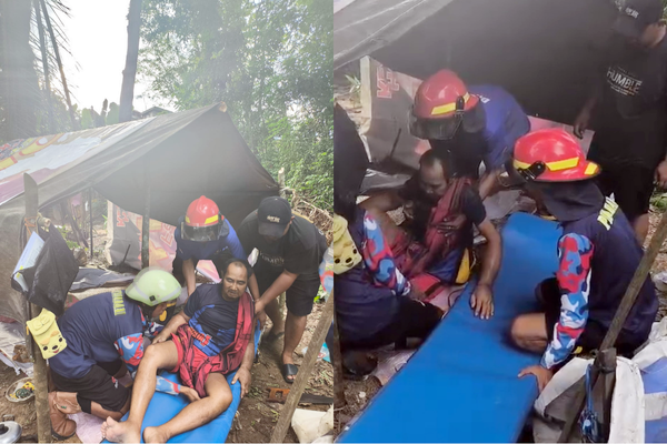 Tertimpa Reruntuhan saat Hujan, Warga Muara Kaman Dievakuasi Damkar Kukar